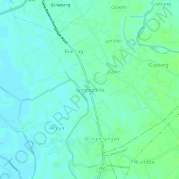 Mapa topográfico Amansabina, altitude, relevo