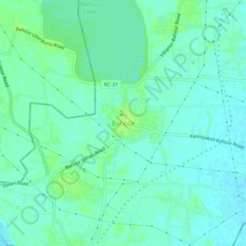 Mapa topográfico Bahour, altitude, relevo