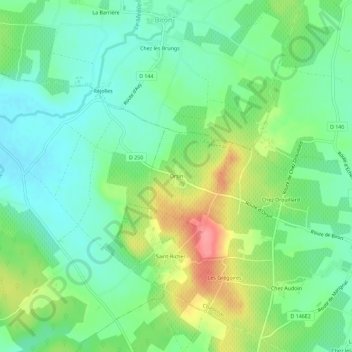 Mapa topográfico Orsin, altitude, relevo