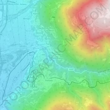 Mapa topográfico Merro, altitude, relevo