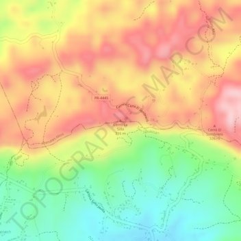 Mapa topográfico Cerro La Silla, altitude, relevo