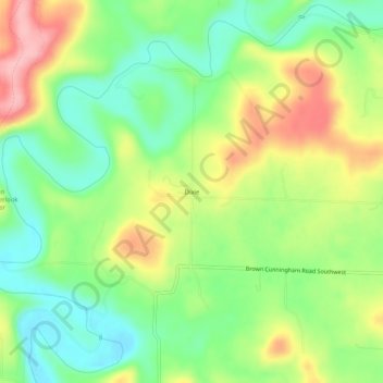 Mapa topográfico Dixie, altitude, relevo