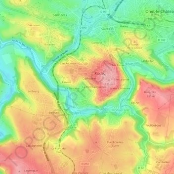 Mapa topográfico Gourgan, altitude, relevo