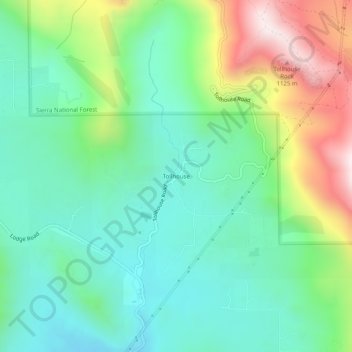 Mapa topográfico Tollhouse, altitude, relevo