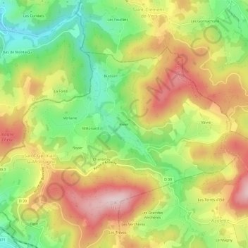 Mapa topográfico Rivier, altitude, relevo