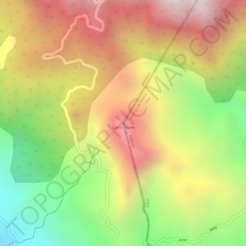 Mapa topográfico Cerro Flores, altitude, relevo