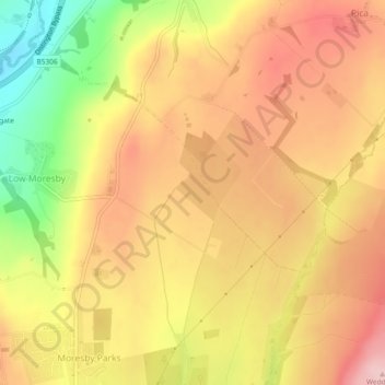 Mapa topográfico Distington Moss, altitude, relevo