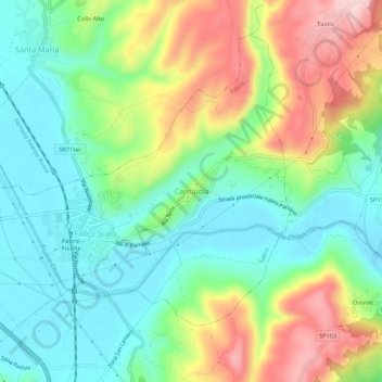 Mapa topográfico Carnaiola, altitude, relevo