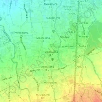 Mapa topográfico Malagasang 2-A, altitude, relevo