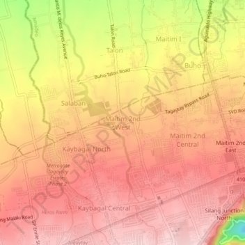Mapa topográfico Maitim 2nd West, altitude, relevo