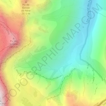 Mapa topográfico Escouerens, altitude, relevo