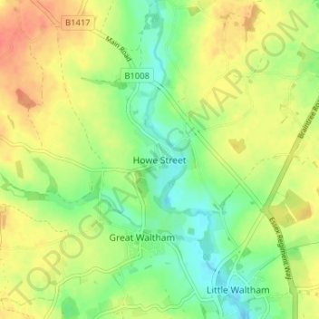 Mapa topográfico Howe Street, altitude, relevo