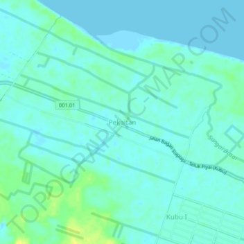 Mapa topográfico Pekaitan, altitude, relevo
