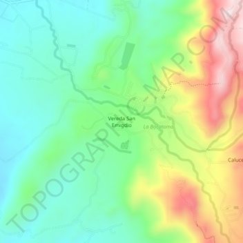 Mapa topográfico Vereda San Emigdio, altitude, relevo
