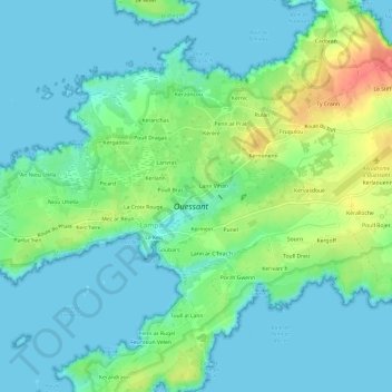 Mapa topográfico Kernigou, altitude, relevo
