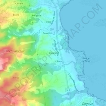 Mapa topográfico Blonzac, altitude, relevo