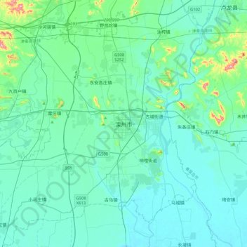 Mapa topográfico 滦州市, altitude, relevo
