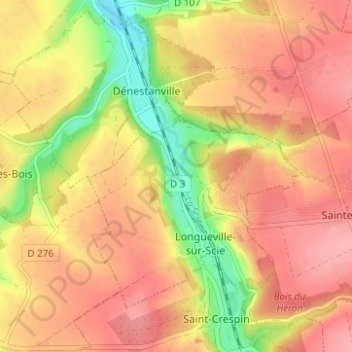 Mapa topográfico Vaudreville, altitude, relevo