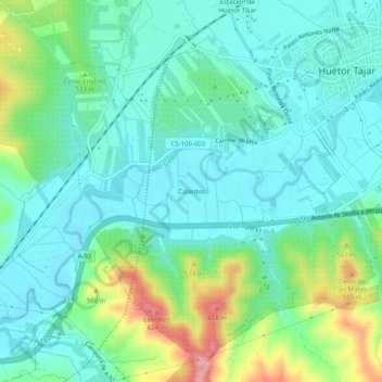 Mapa topográfico Calardos, altitude, relevo