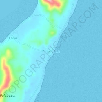 Mapa topográfico Tanjung Pala, altitude, relevo