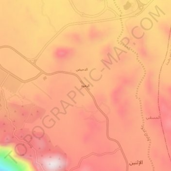 Mapa topográfico Ar Rahwah, altitude, relevo
