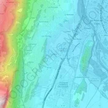 Mapa topográfico La Bâtie, altitude, relevo
