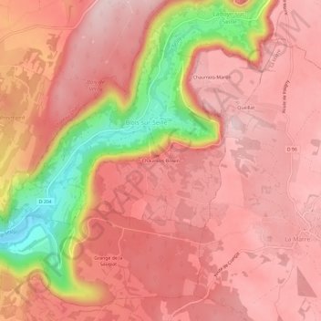 Mapa topográfico Chaumois-Boivin, altitude, relevo