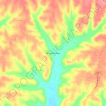 Mapa topográfico Barnett Springs, altitude, relevo