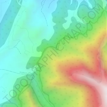 Mapa topográfico El Secreto, altitude, relevo