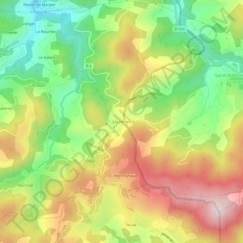 Mapa topográfico Les Hieres, altitude, relevo