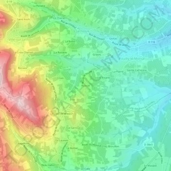Mapa topográfico Ruissel, altitude, relevo
