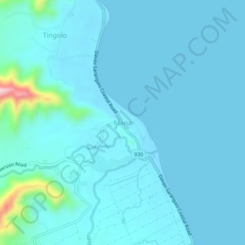 Mapa topográfico Mana, altitude, relevo