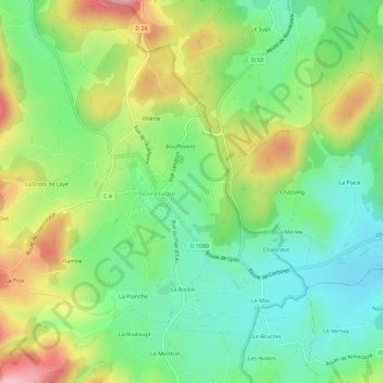 Mapa topográfico Le Gripel, altitude, relevo