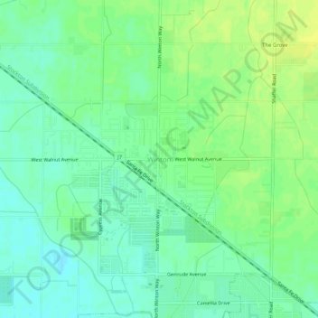 Mapa topográfico Winton, altitude, relevo