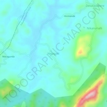 Mapa topográfico Nelagalli, altitude, relevo