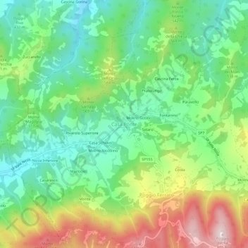 Mapa topográfico Casa Ponte, altitude, relevo