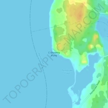 Mapa topográfico Cranberry Point, altitude, relevo