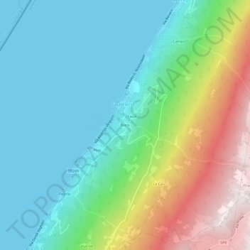 Mapa topográfico Biaza, altitude, relevo
