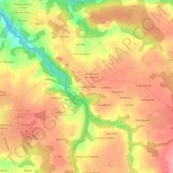 Mapa topográfico Cosquer Pinard, altitude, relevo