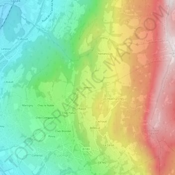 Mapa topográfico Armiaz, altitude, relevo