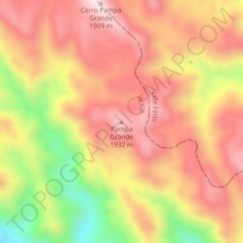 Mapa topográfico Pampa Grande, altitude, relevo