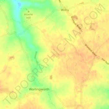 Mapa topográfico Stanway Green, altitude, relevo