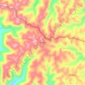 Mapa topográfico Curaca, altitude, relevo