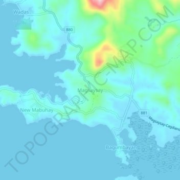 Mapa topográfico Magsaysay, altitude, relevo
