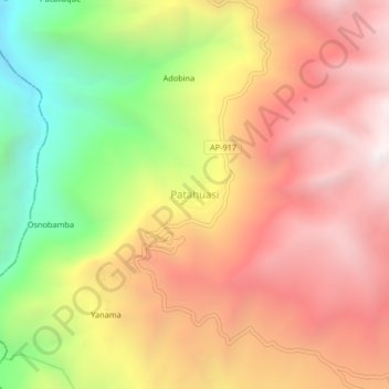 Mapa topográfico Patahuasi, altitude, relevo