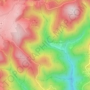 Mapa topográfico Mavon, altitude, relevo