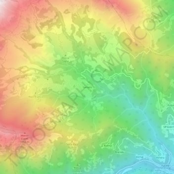 Mapa topográfico Tornetti, altitude, relevo