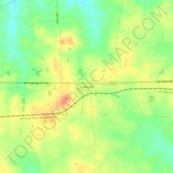 Mapa topográfico Cookville, altitude, relevo