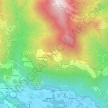 Mapa topográfico Combe, altitude, relevo