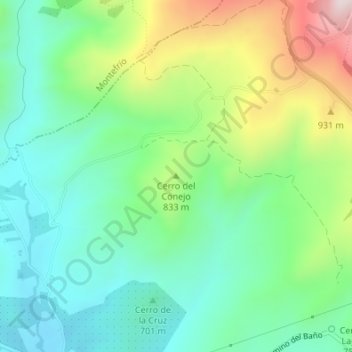 Mapa topográfico Cerro del Conejo, altitude, relevo